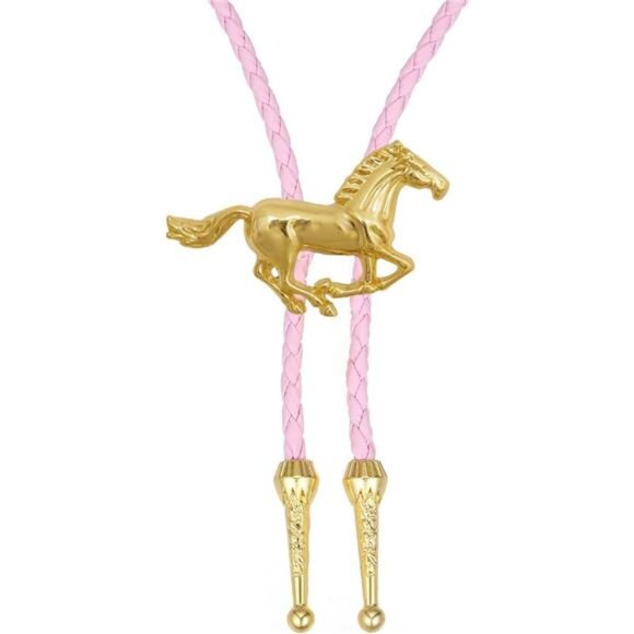 Other - Horse Bolo Tie Western Cowboy Necktie 3# Golden Horse Bolo Tie-pink